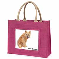 Cairn Terrier Dog "Yours Forever..." Large Pink Jute Shopping Bag
