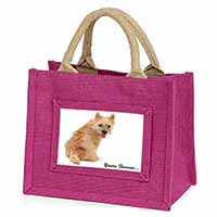 Cairn Terrier Dog "Yours Forever..." Little Girls Small Pink Jute Shopping Bag