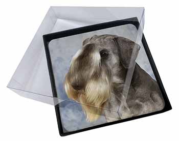 4x Cesky Terrier Dog Picture Table Coasters Set in Gift Box