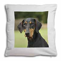 Doberman Pinscher Soft White Velvet Feel Scatter Cushion