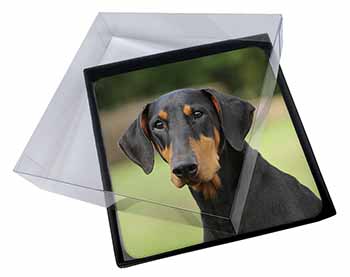 4x Doberman Pinscher Picture Table Coasters Set in Gift Box