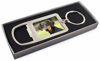 Doberman Pinscher Chrome Metal Bottle Opener Keyring in Box