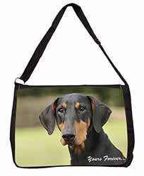 Doberman Pinscher Dog "Yours Forever..." Large Black Laptop Shoulder Bag School/