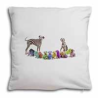 Colourful Dalmatian Dogs Soft White Velvet Feel Scatter Cushion