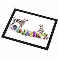 Colourful Dalmatian Dogs Black Rim High Quality Glass Placemat