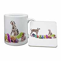 Colourful Dalmatian Dogs Mug and Coaster Set
