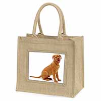 Dogue De Bordeaux Dog Natural/Beige Jute Large Shopping Bag
