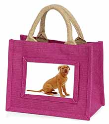 Dogue De Bordeaux Dog Little Girls Small Pink Jute Shopping Bag