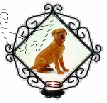 Dogue De Bordeaux Dog Wrought Iron Wall Art Candle Holder