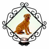 Dogue De Bordeaux Dog Wrought Iron Wall Art Candle Holder