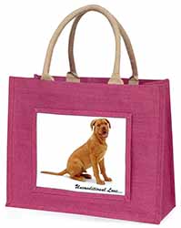 Dogue De Bordeaux-With Love Large Pink Jute Shopping Bag