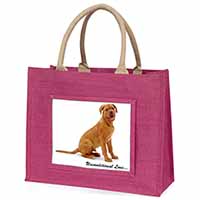 Dogue De Bordeaux-With Love Large Pink Jute Shopping Bag