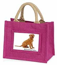 Dogue De Bordeaux-With Love Little Girls Small Pink Jute Shopping Bag