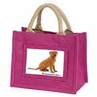 Dogue De Bordeaux-With Love Little Girls Small Pink Jute Shopping Bag