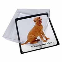 4x Dogue De Bordeaux-With Love Picture Table Coasters Set in Gift Box