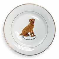 Dogue De Bordeaux-With Love Gold Rim Plate Printed Full Colour in Gift Box