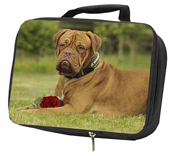 Dogue De Bordeaux with Rose Black Insulated School Lunch Box/Picnic Bag