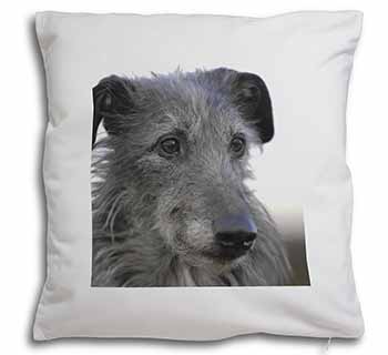 Deerhound Dog Soft White Velvet Feel Scatter Cushion