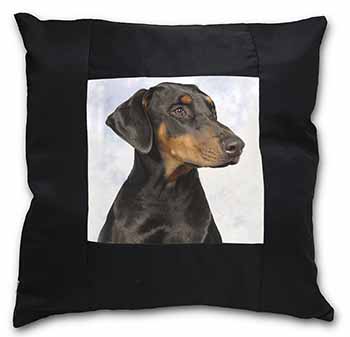Doberman Pinscher Dog Black Satin Feel Scatter Cushion