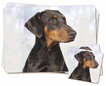 Doberman Pinscher Dog Twin 2x Placemats and 2x Coasters Set in Gift Box