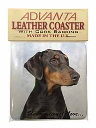 Doberman Pinscher-With Love Single Leather Photo Coaster