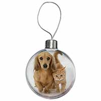 Dachshund Dog and Kitten Christmas Bauble