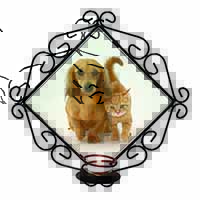 Dachshund Dog and Kitten Wrought Iron Wall Art Candle Holder