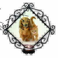 Dachshund Dog and Kitten Wrought Iron Wall Art Candle Holder