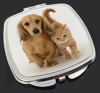 Dachshund Dog and Kitten Make-Up Compact Mirror