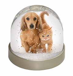 Dachshund Dog and Kitten Snow Globe Photo Waterball