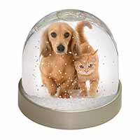 Dachshund Dog and Kitten Snow Globe Photo Waterball