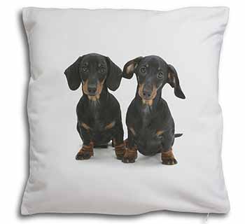 Cute Dachshund Dogs Soft White Velvet Feel Scatter Cushion