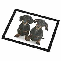 Cute Dachshund Dogs Black Rim High Quality Glass Placemat
