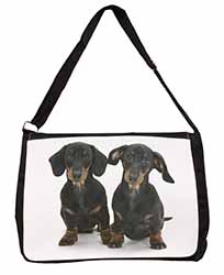 Cute Dachshund Dogs Large Black Laptop Shoulder Bag School/College