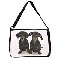 Cute Dachshund Dogs Large Black Laptop Shoulder Bag School/College