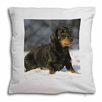 Long-Haired Dachshund Dog Soft White Velvet Feel Scatter Cushion