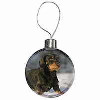 Long-Haired Dachshund Dog Christmas Bauble