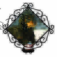 Long-Haired Dachshund Dog Wrought Iron Wall Art Candle Holder