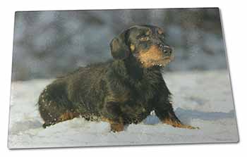 Large Glass Cutting Chopping Board Long-Haired Dachshund Dog