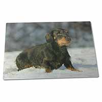 Large Glass Cutting Chopping Board Long-Haired Dachshund Dog