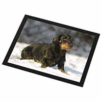 Long-Haired Dachshund Dog Black Rim High Quality Glass Placemat