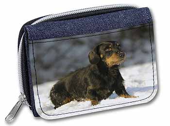 Long-Haired Dachshund Dog Unisex Denim Purse Wallet