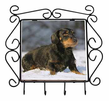 Long-Haired Dachshund Dog Wrought Iron Key Holder Hooks