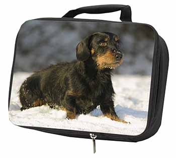 Long-Haired Dachshund Dog Black Insulated School Lunch Box/Picnic Bag