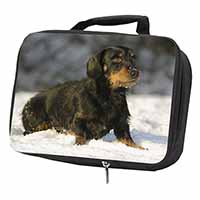 Long-Haired Dachshund Dog Black Insulated School Lunch Box/Picnic Bag