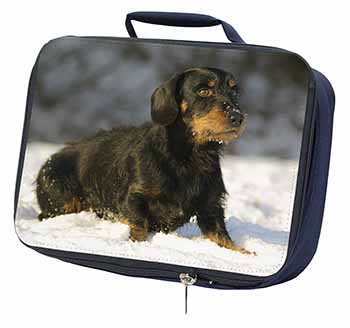 Long-Haired Dachshund Dog Navy Insulated School Lunch Box/Picnic Bag