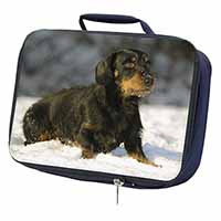 Long-Haired Dachshund Dog Navy Insulated School Lunch Box/Picnic Bag