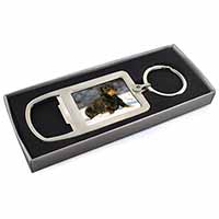 Long-Haired Dachshund Dog Chrome Metal Bottle Opener Keyring in Box