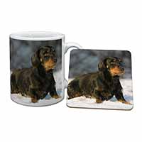 Long-Haired Dachshund Dog Mug and Coaster Set
