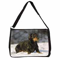 Long-Haired Dachshund Dog Large Black Laptop Shoulder Bag School/College